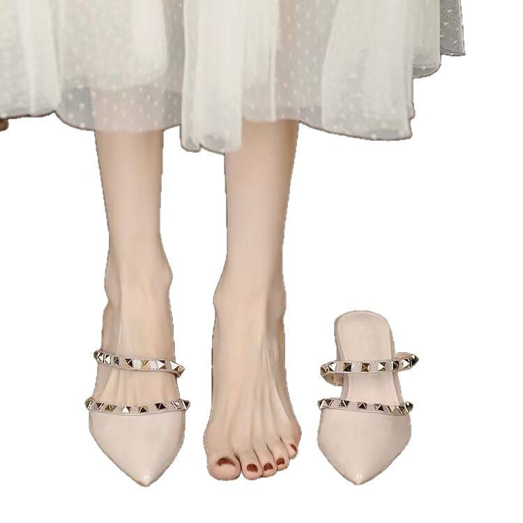 Dame Slingback-pumps med fashionable kæde-detalje og stabil hælhøjde Stilla
