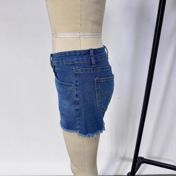 Dame Frayed Denim Shorts i Vintage-stil med moderne pasform Skovae