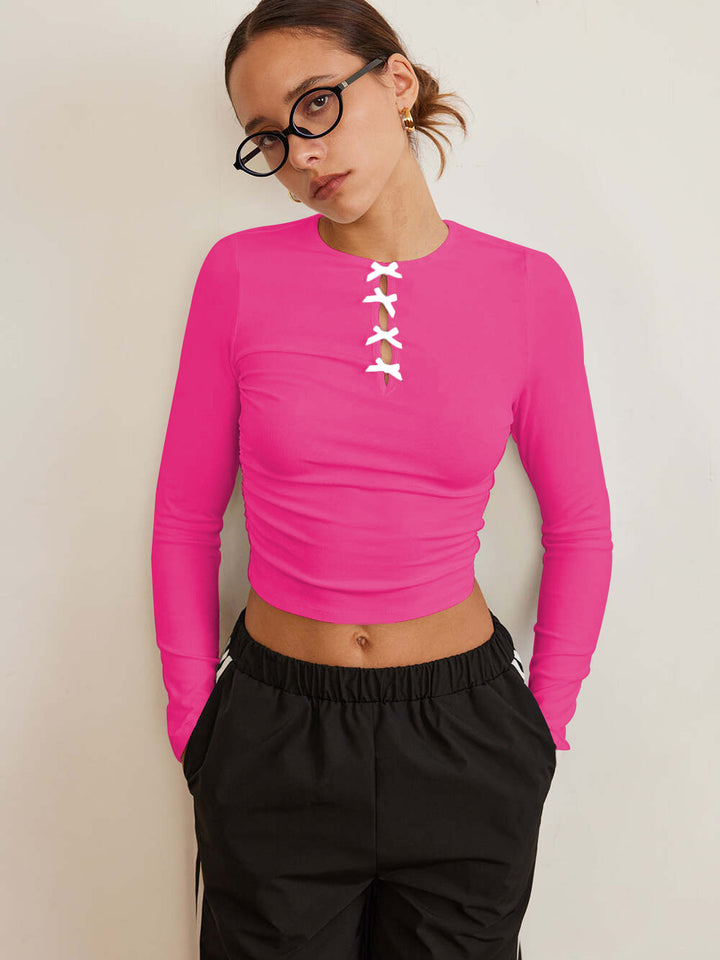 Dame afslappet longsleeve med unikke snøringer Stilla