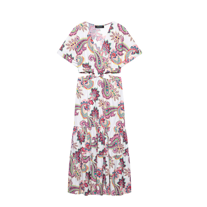 Femme Bohemian Blomsterprint Maxikjole med Flæsekant Stilla