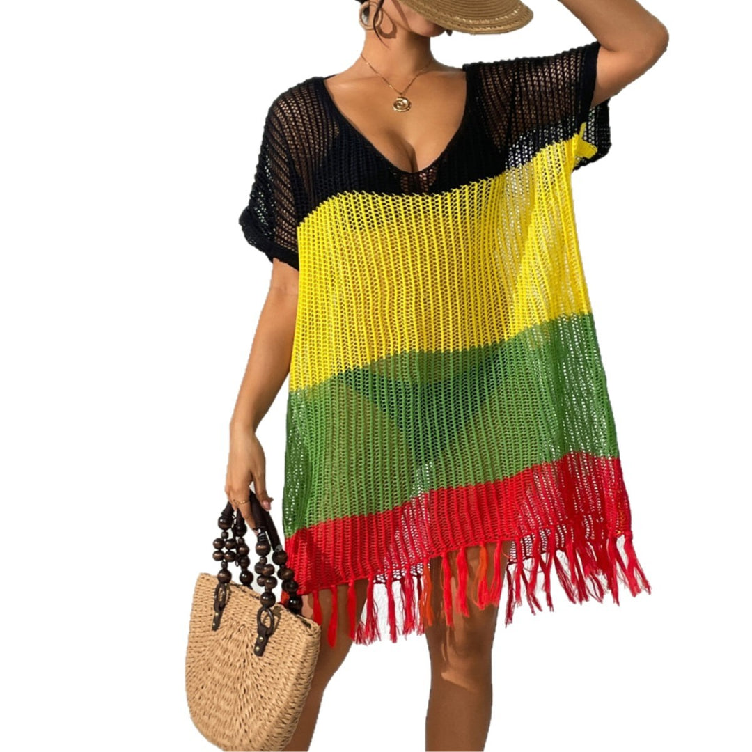 Femme Vibrant Hæklet Fringed Strandbeklædning Tunika Stilla
