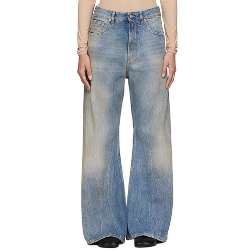 Dame Bredskåret Højtaljede Jeans i Vintage-stil med afslappet pasform og særlige vaskeeffekter Stilla