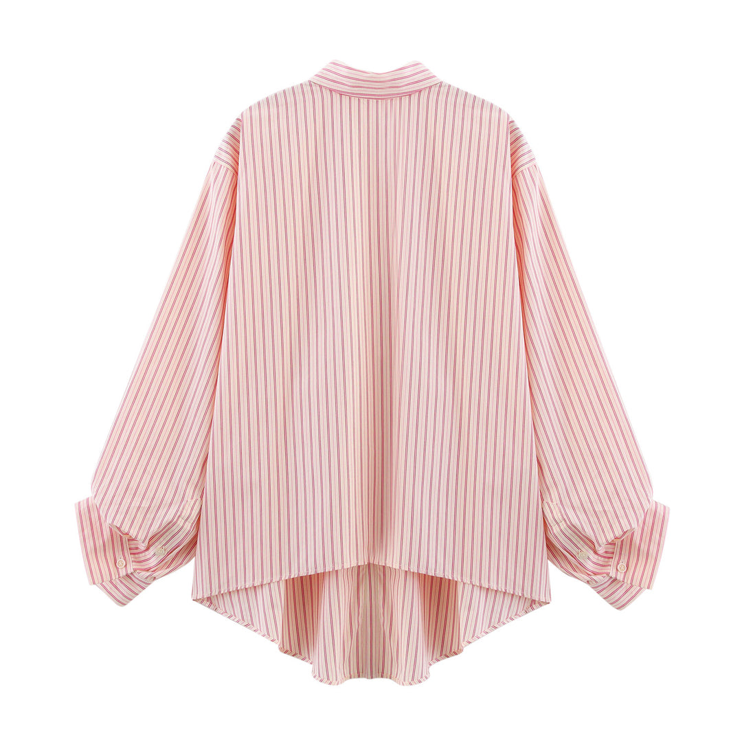 Femme Button-Up Stribet Skjorte med Løs Pasform Stilla