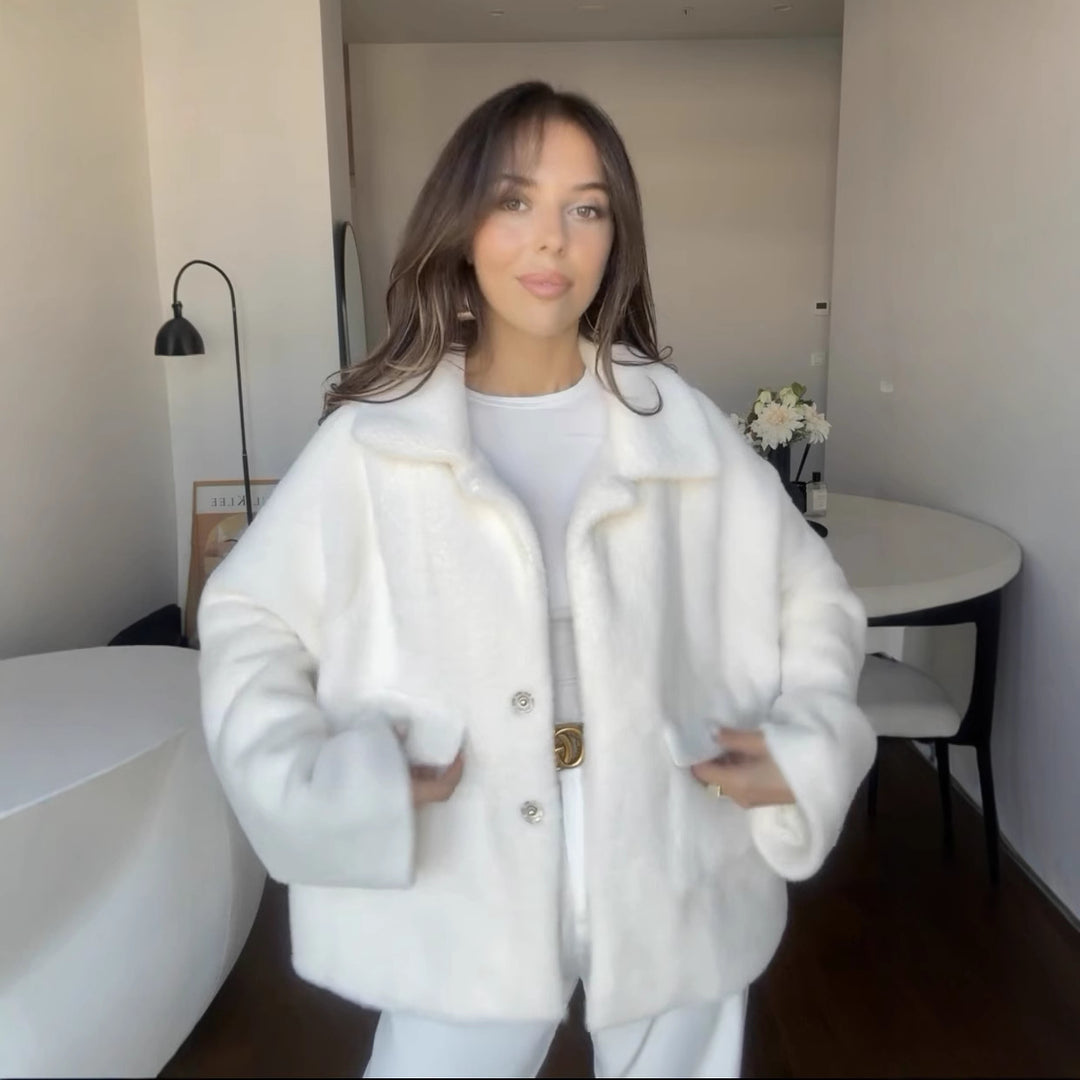 Damer blød fleecejakke i oversized stil med store lommer Stilla