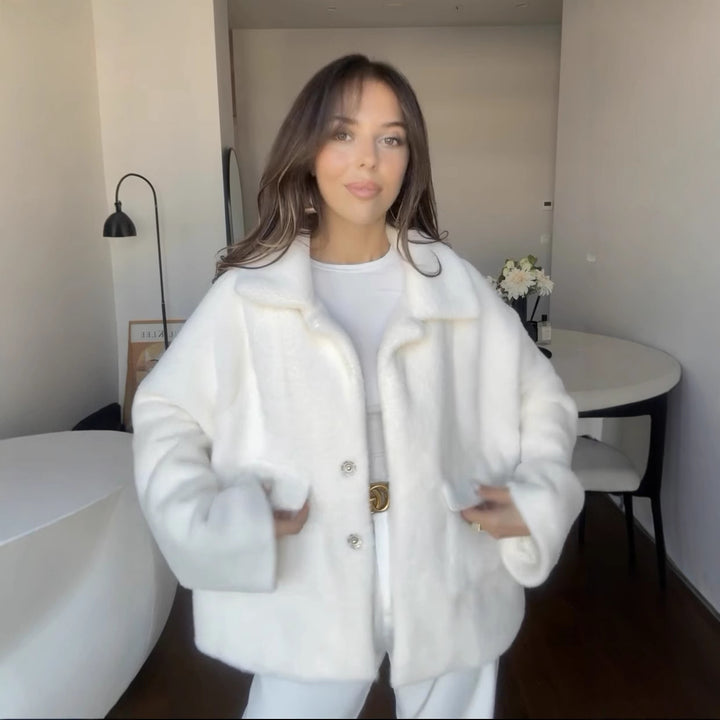Damer blød fleecejakke i oversized stil med store lommer Stilla