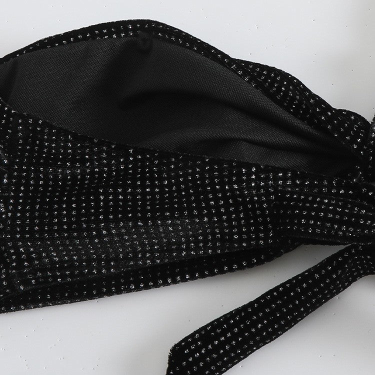 Dame Bandeau-Bikini-sæt med skinnende detalje og legesyge slips Stilla