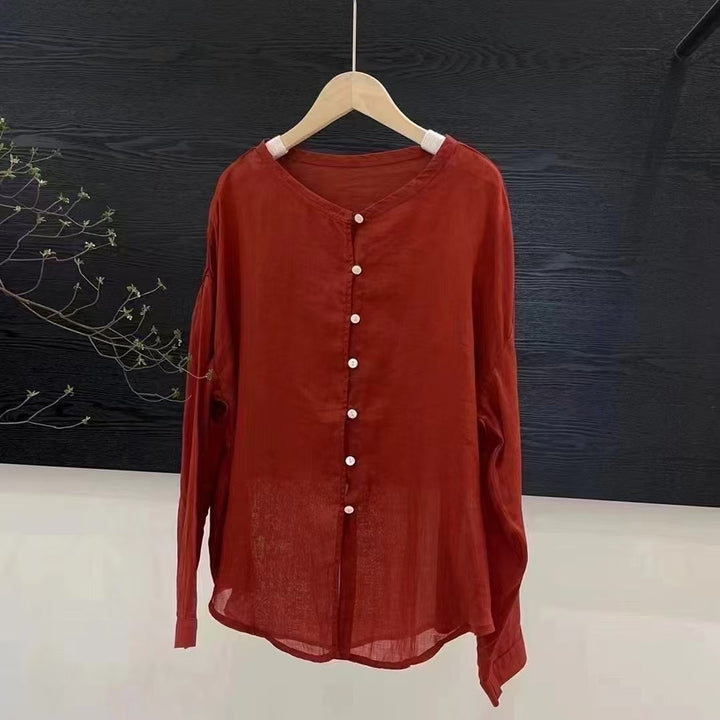 Femme Casual Letvægts Langærmet Knap Bluse Stilla