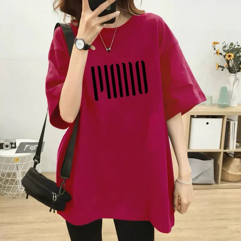 Dame T-shirt i afslappet oversized stil med moderne grafiktryk Stilla