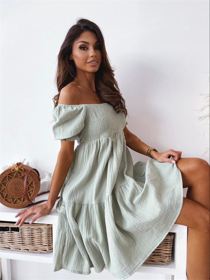 Damer Sommerligt Off-Shoulder Kjole med Volanter og dyb U-ringning Stilla