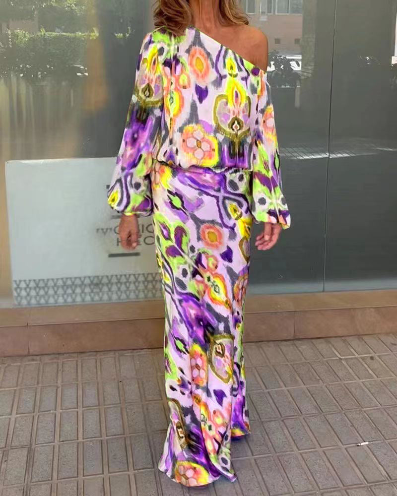 Dame Elegante Maxikjole med asymmetrisk snit og flydende stof Stilla