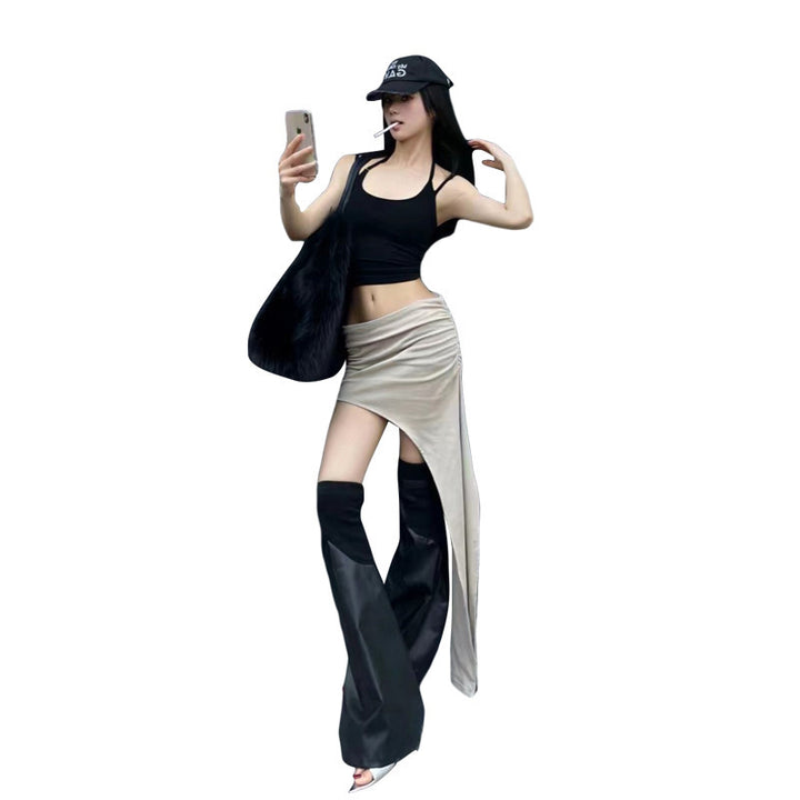 Dame asymmetrisk wrap skirt med legende slids Stilla