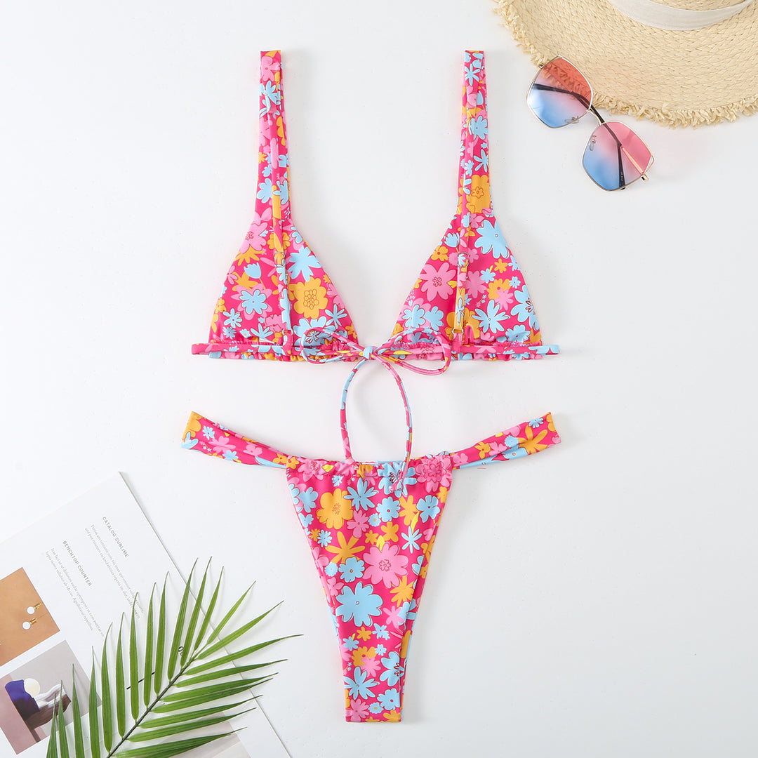 Femme Vibrant Floral Print Bikini Sæt Stilla