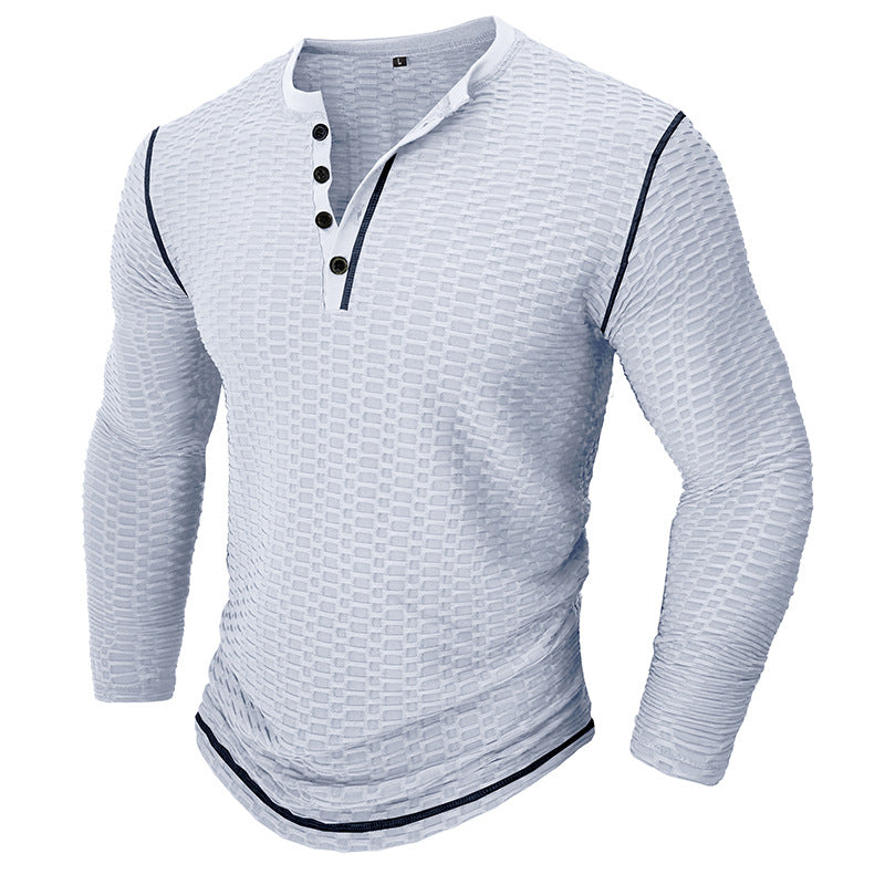Herrer Langærmet skjorte med struktureret design og mode Henley-udskæring Stilla