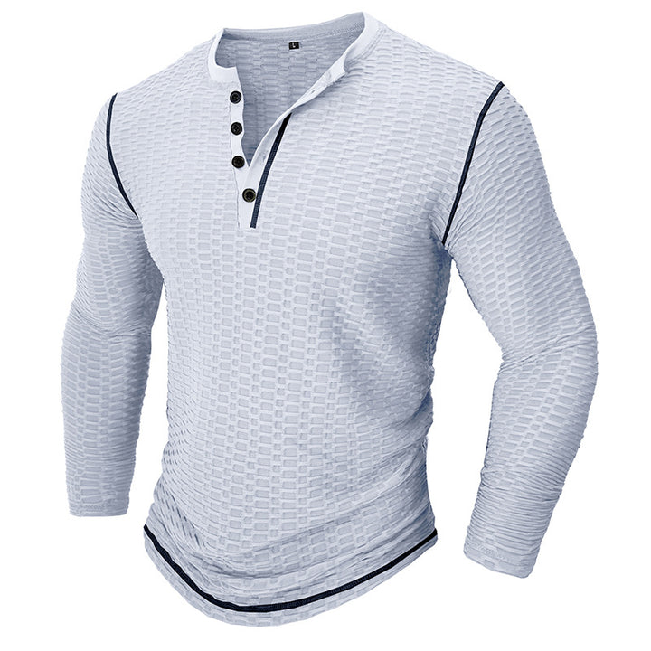 Herrer Langærmet skjorte med struktureret design og mode Henley-udskæring Stilla
