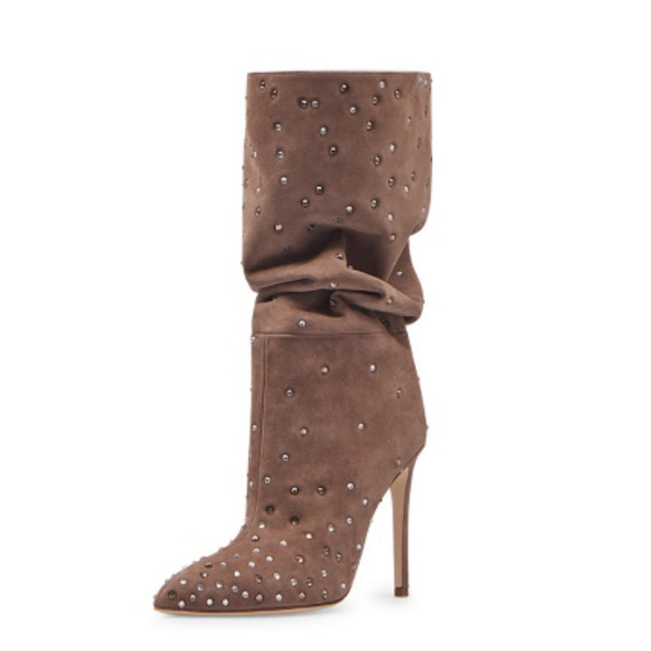 Femme Slouchy Højhælede Stiletto Støvler med Strassdetaljer Stilla
