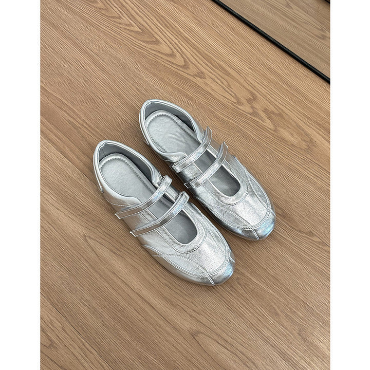 Dame ballet-inspirerede metalliske slip-on Mary Jane ballerinaer Stilla