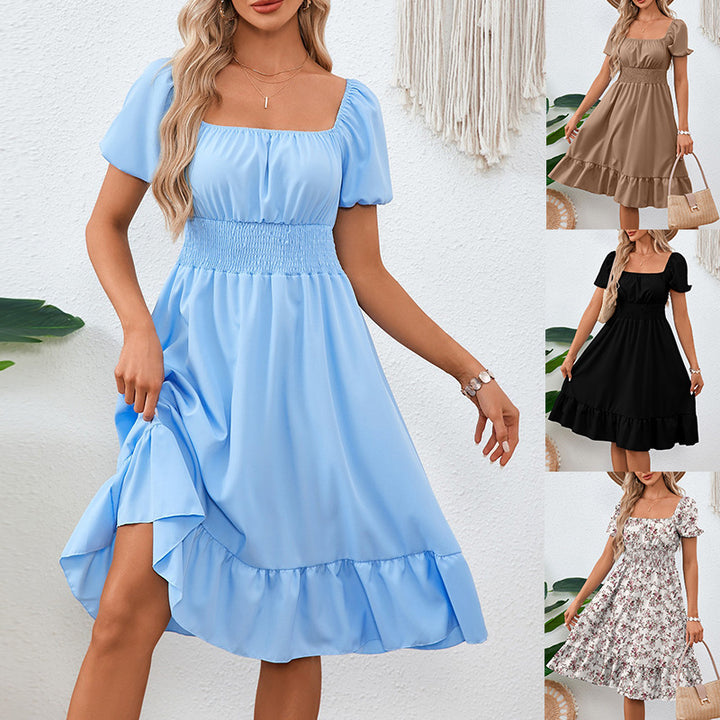 Dame Midikjole med elastisk smocking og legesyg flounce Stilla