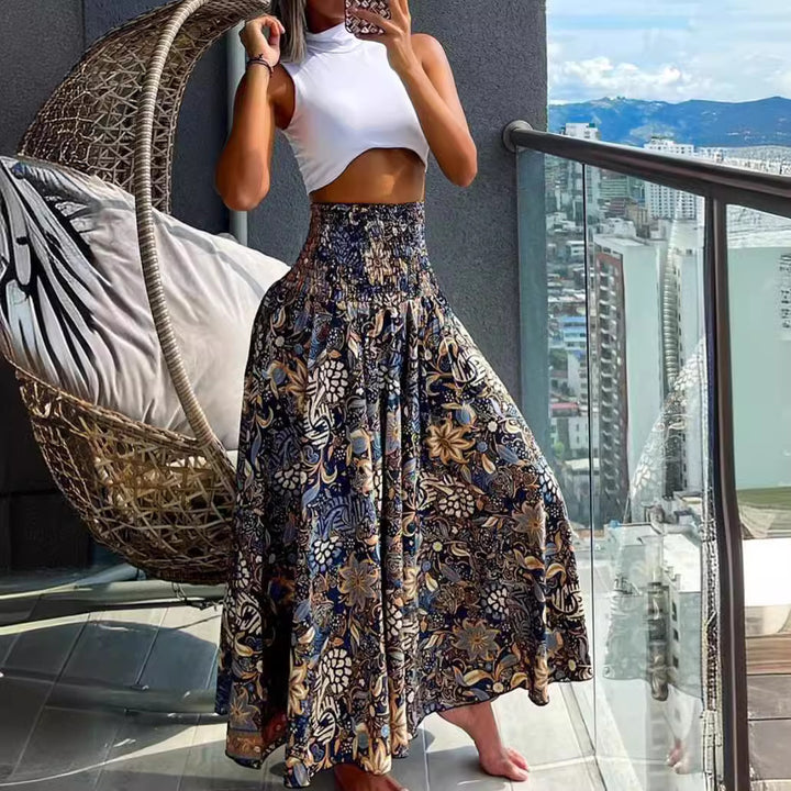 Dame Elegant Maxi-Nederdel med voluminøst snit og legende paisley mønster Stilla