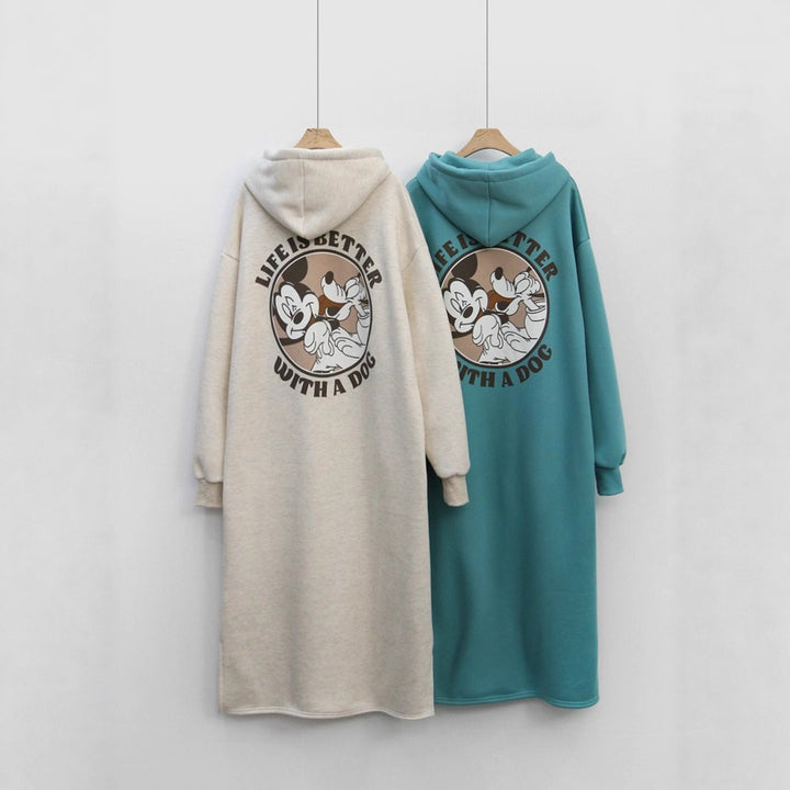 Kvinders Cozy Hoodie Kjole med stort print og behagelig pasform Skovae