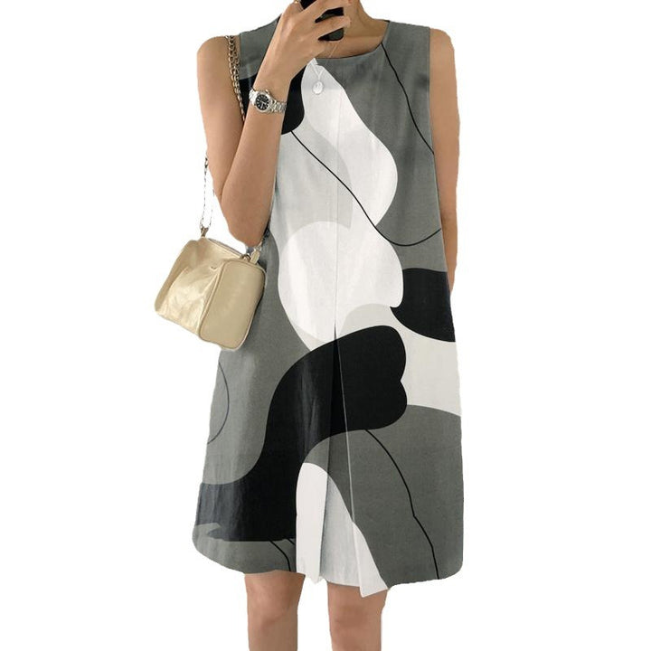 Dame ærmeløs shiftkjole med abstrakt tryk Stilla