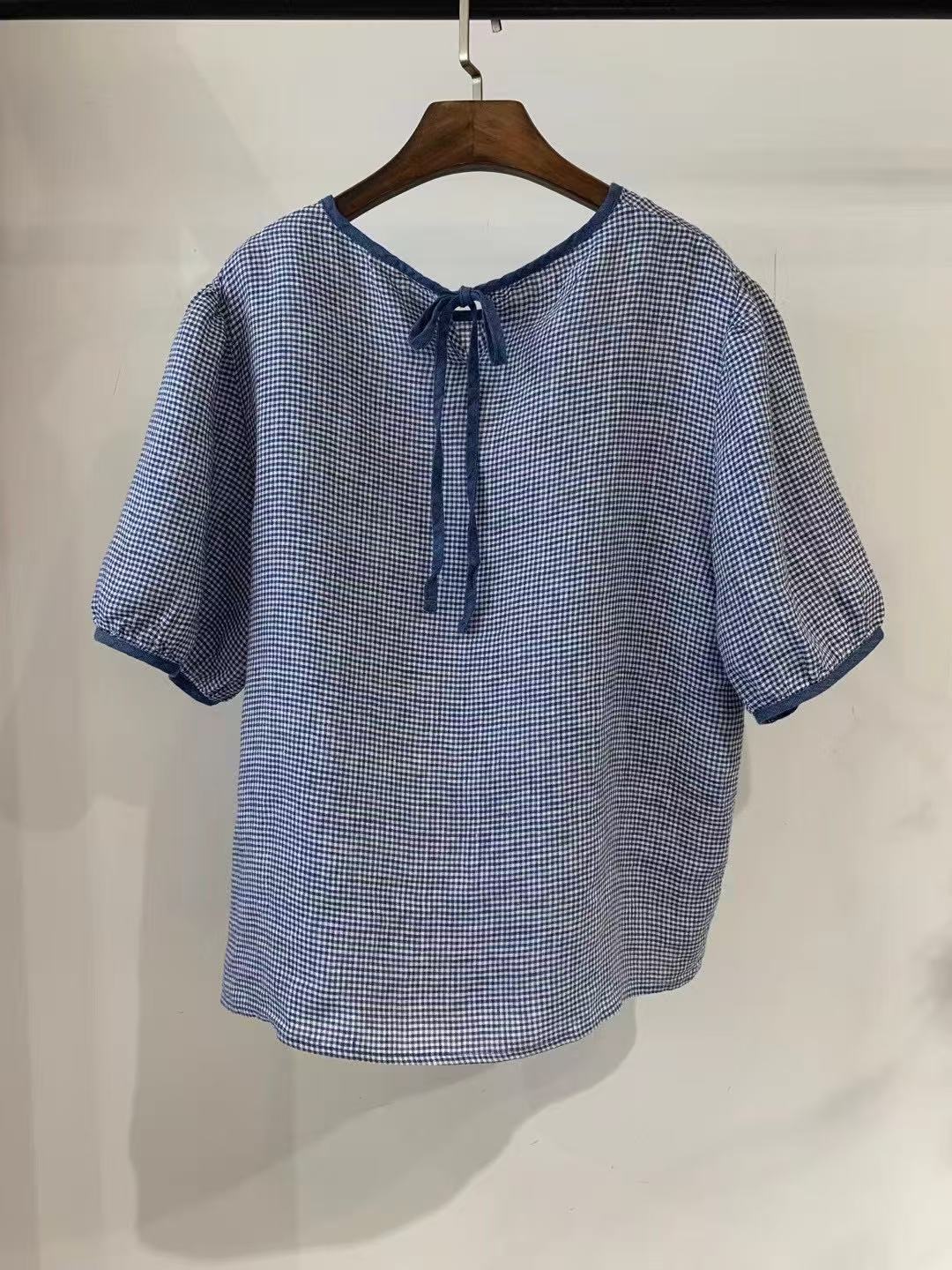 Dame Gingham-mønster Bindebluse Stilla