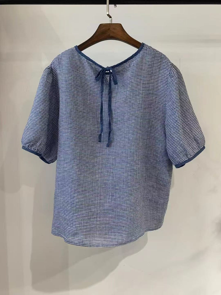 Dame Gingham-mønster Bindebluse Stilla