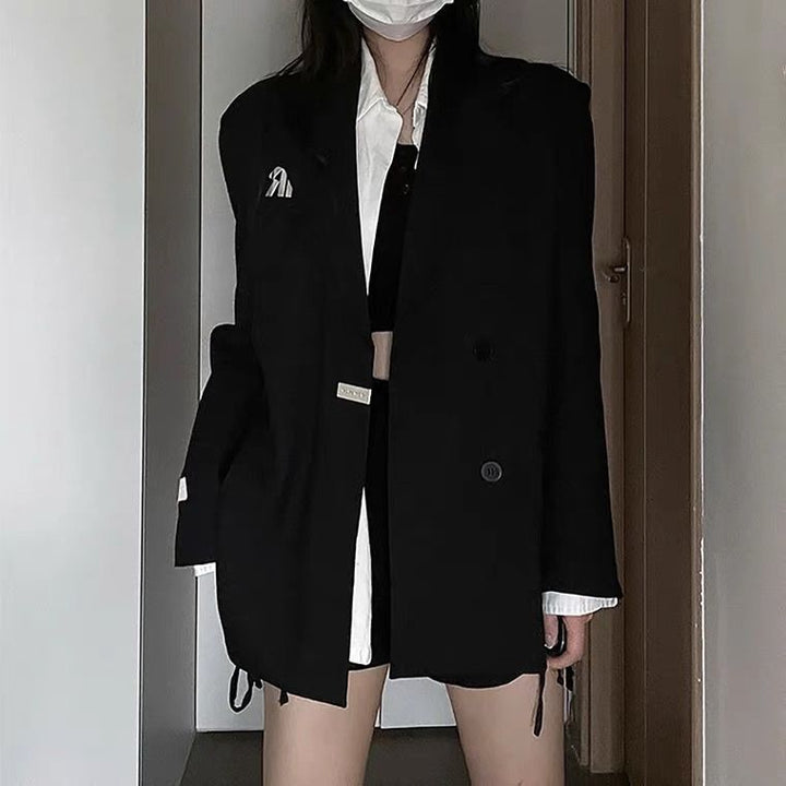Dame Oversized Dobbeltbrystet Blazer med Moderne Detaljer Stilla
