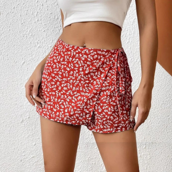 Dame Mode Shorts med blomsterprint og elastisk talje Skovae