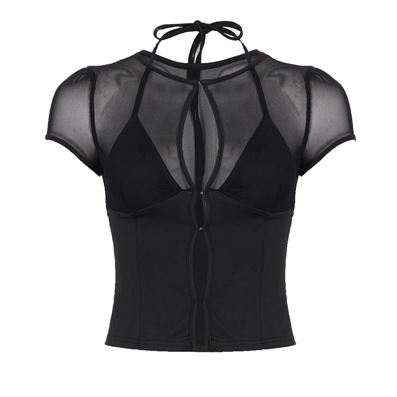 Dame Sporty Mesh-top med justerbar bindedetalje Skovae