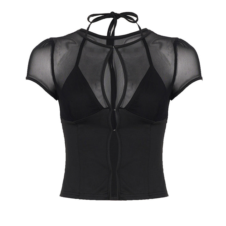 Dame Sporty Mesh-top med justerbar bindedetalje Skovae