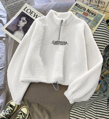 Femme Cropped Fleece Half-Zip Pullover Sweatshirt Stilla