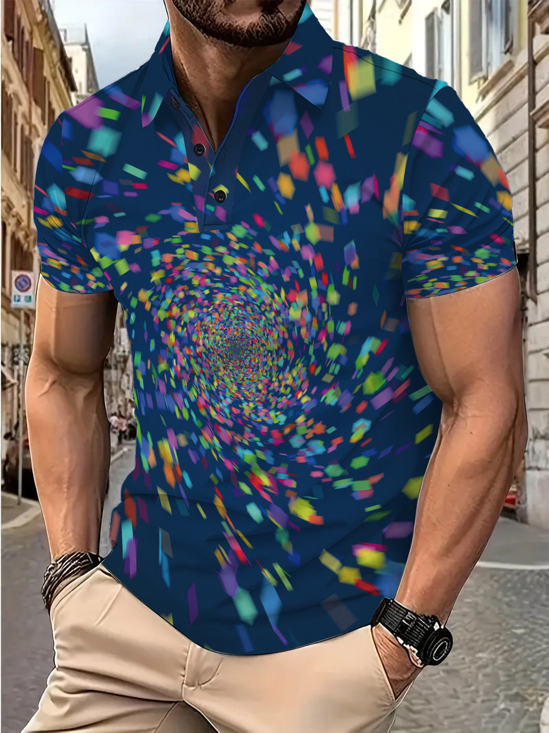 Herre poloshirt med moderne spiralformet design og åndbare egenskaber Stilla