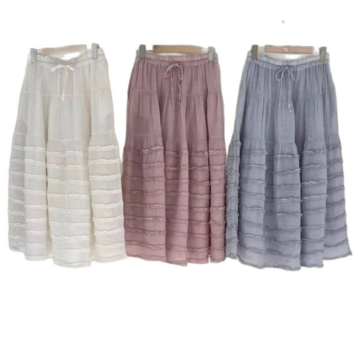 Femme Bohemian lagdelt maxi-nederdel med elastisk talje Stilla