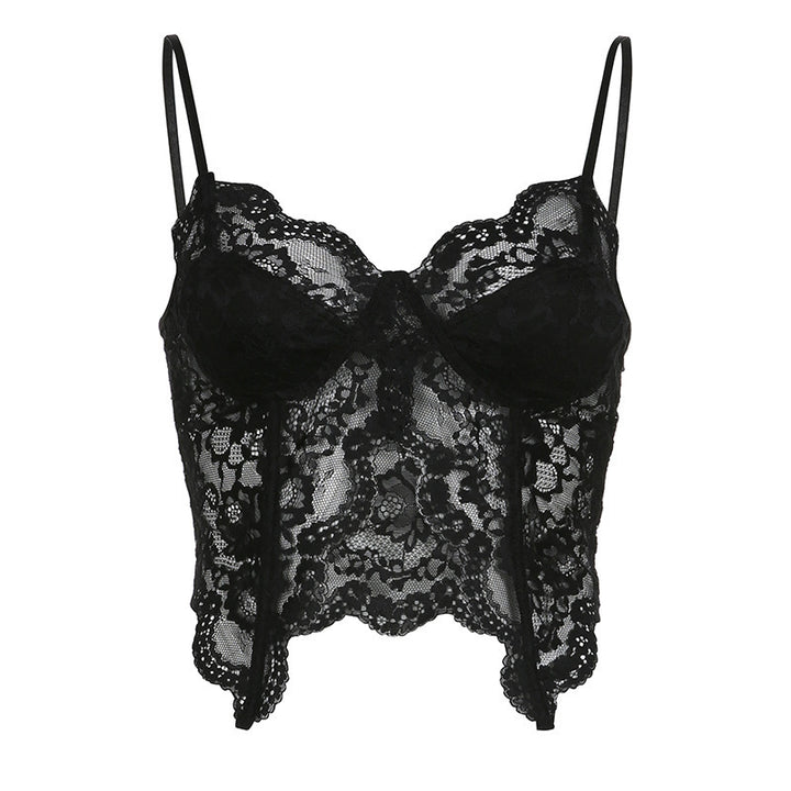 Dame spids-bustier med blomstret design og justerbare stropper Skovae