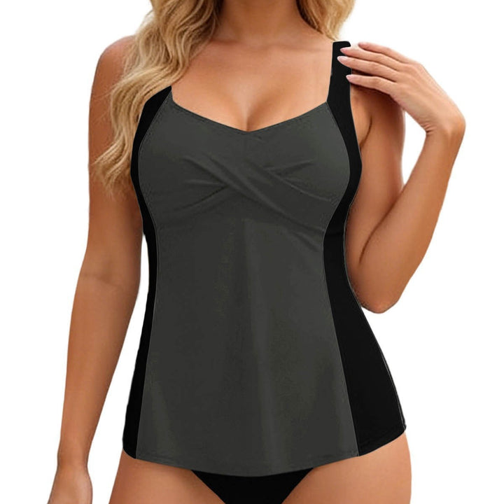Dame tankini med elegant indpakningsdesign og figurskabende indsatser Skovae