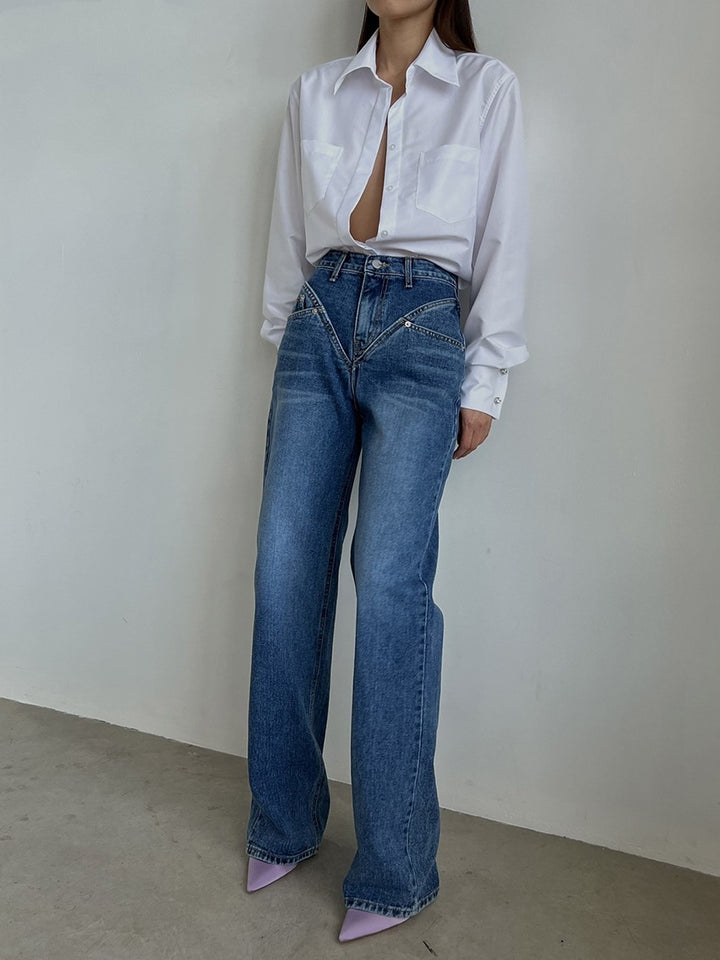 Damer High-Waist Jeans i afslappet, løs pasform Stilla