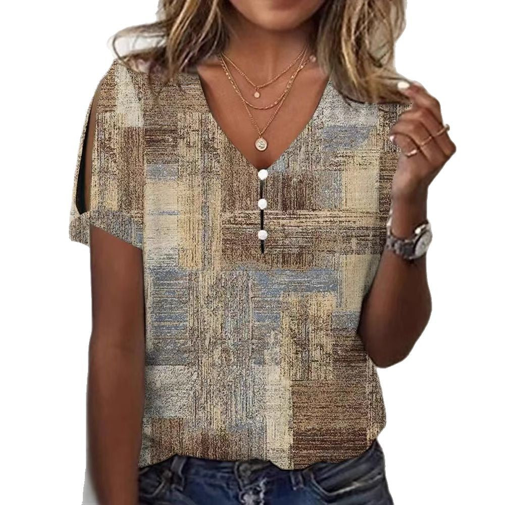 Dame Glitrende V-Pullover Bluse Skovae