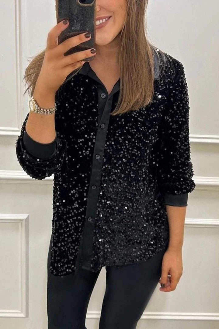 Dame Glitrende Bluse med oversized Snit Stilla