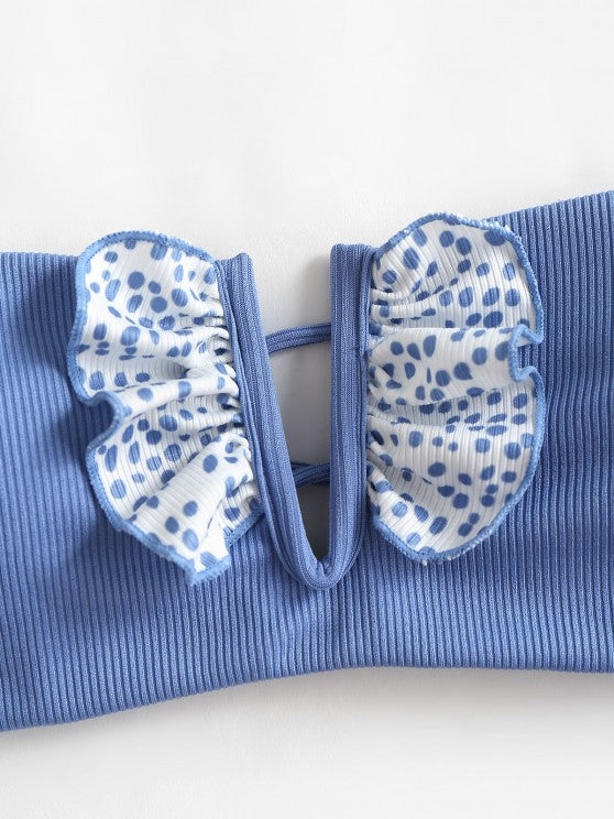 Dame Floral Print Bandeau Badetøj Stilla