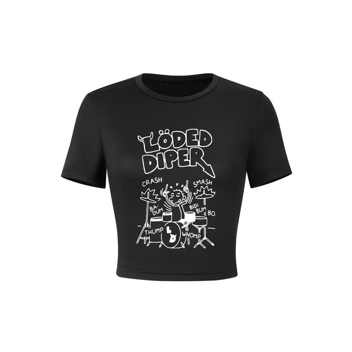 Dame Crop-Shirt med legende spøgelsesmotiv Skovae
