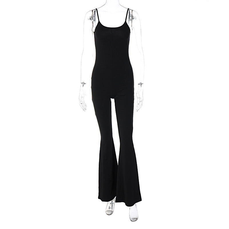 Dame Flydende Fodvidde Jumpsuit med Spagetti-stropper Stilla