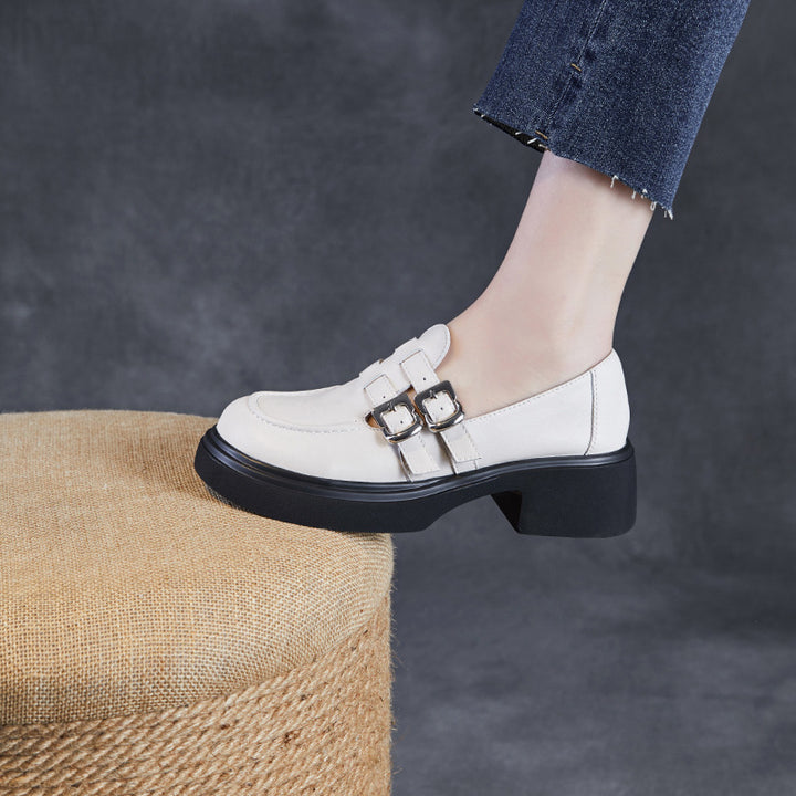 Dame Chunky Hæklet Slipper Loafers med dekorative spænder Stilla