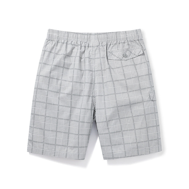 Herrer afslappede plaid shorts med elastisk linning og praktiske sidelommer Stilla
