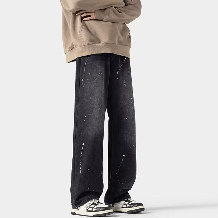 Herrer afslappede Wide-Leg Jeans med kreative vaske Stilla