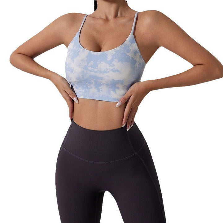 Dame Sporty Crop-Top med marmoreret design og justerbare stropper Stilla