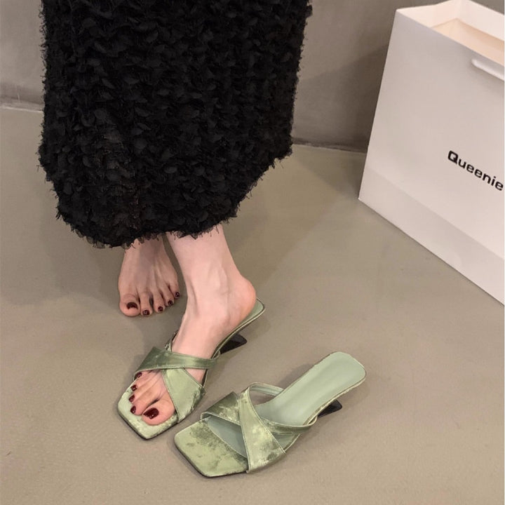 Dame Krydsrem Metallisk Slide Sandaler Stilla