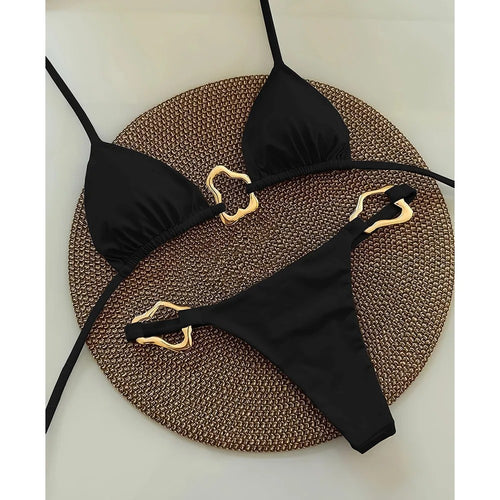 Dame Triangle Bikini Sæt med gyldne detaljer Stilla