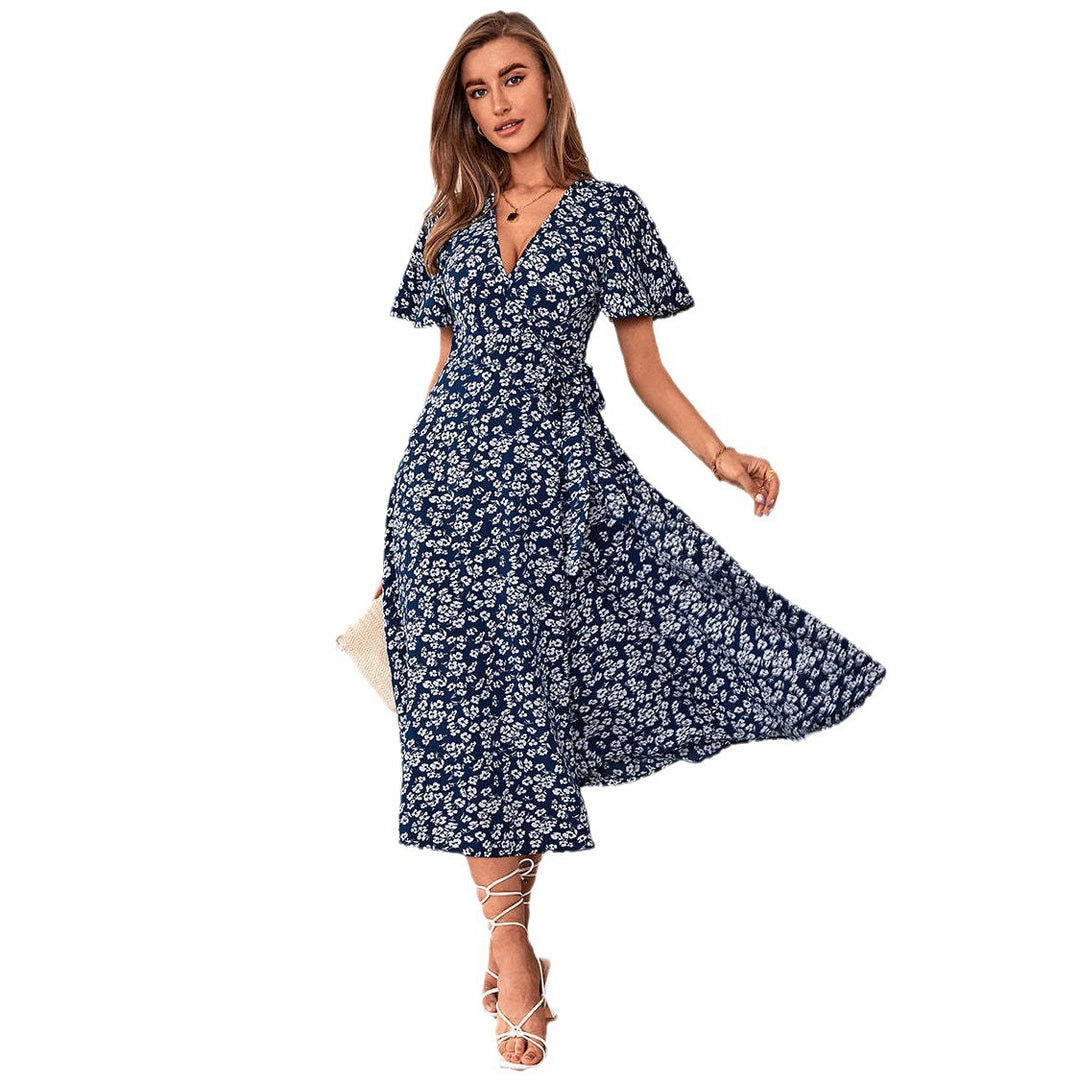 Dame Floral Wrap Maxi Kjole Stilla 1751507269