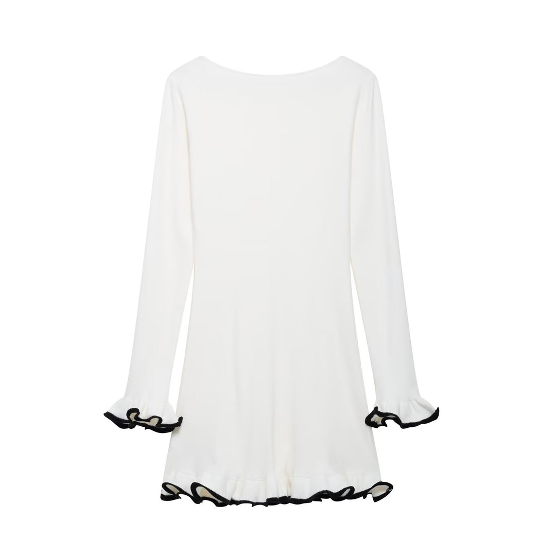 Dame Flared Sleeve Mini Kjole med Rüschen Søm Stilla