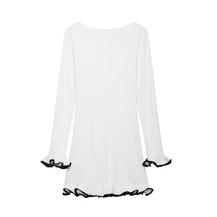 Dame Flared Sleeve Mini Kjole med Rüschen Søm Stilla